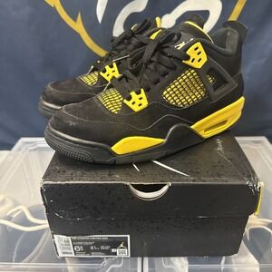 Nike Air Jordan 4 Thunder GS 6.5Y / Women's 8 Black Yellow 408452-017 Clean